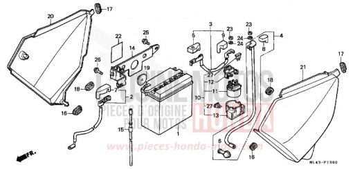 COUVERCLE LATERAL/BATTERIE CB450SJ de 1988